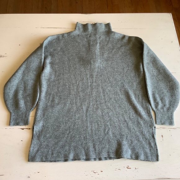 LOFT light green 1/4 zip mock neck ribbed sweater Large - Picture 9 of 9